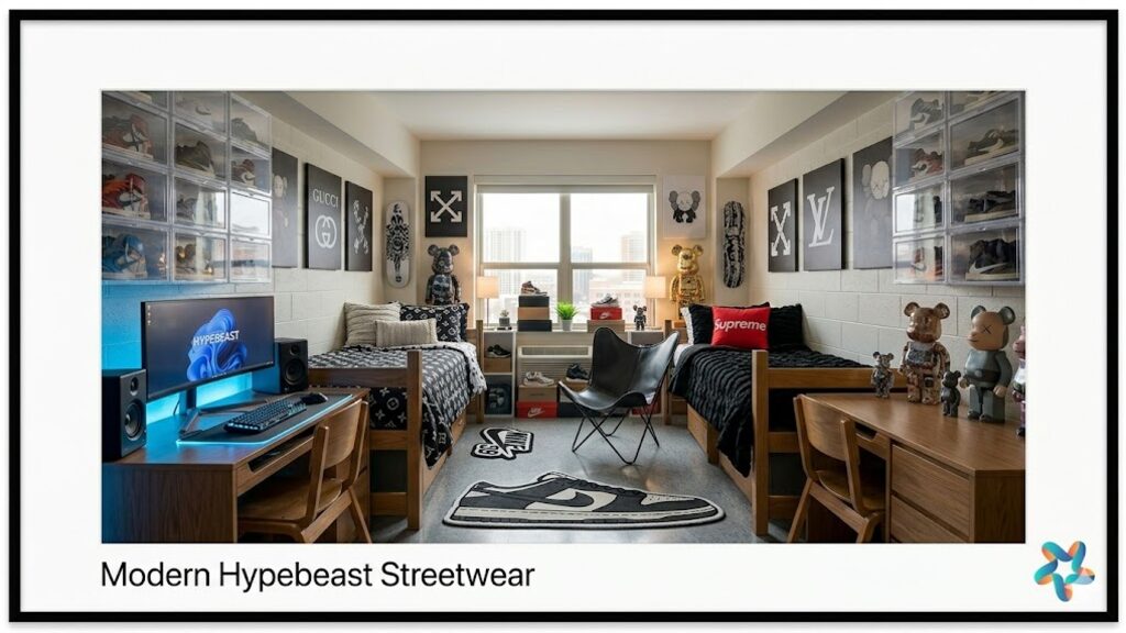 Modern Hypebeast Streetwear dorm room, view 1
