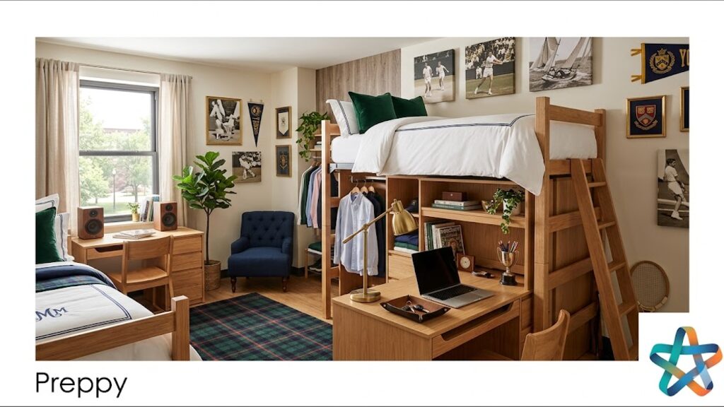 Preppy dorm room, view 2