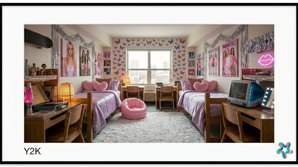 Y2K dorm room, view 1