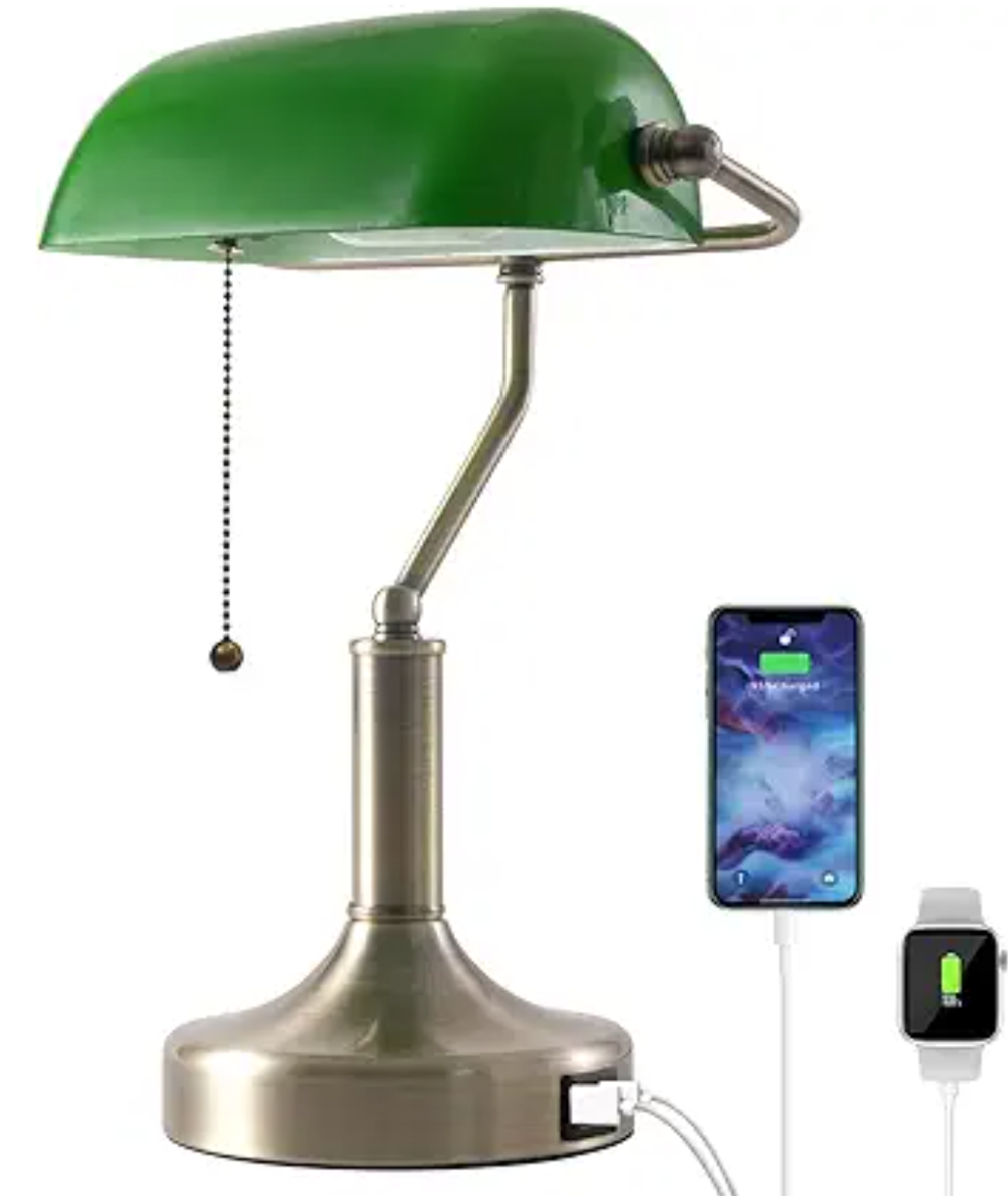 Liylan Banker Desk Lamp Green Glass